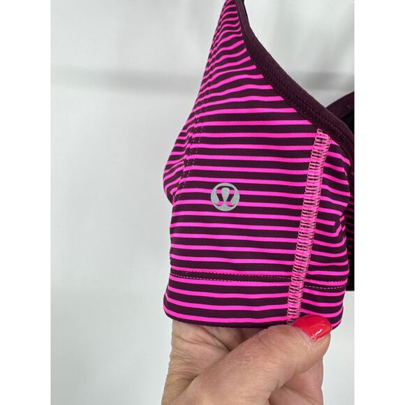 Lululemon Ta Ta Tamer II High Impact Sports Bra Hyer Stripe Raspberry Glo 34D - Picture 3 of 4